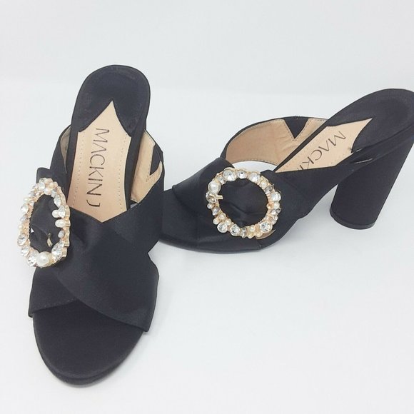 NIB sz 8 Sexy Mules Rhinestone Buckle Sandal  3.5" - Picture 8 of 8